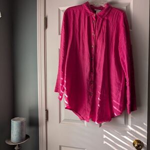 Soft Surroundings Fuchsia Linen Top